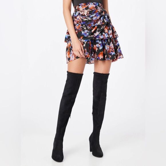 IRO Paris Manae Mini Skirt in Black Multi NWT Size EU 32 US 0